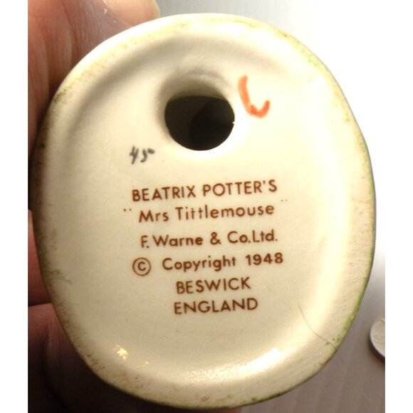 Mrs. Tittlemouse Rare Vintage Figurine By Beswick England 1948 Beatrix Potter Co - Picture 5 of 5